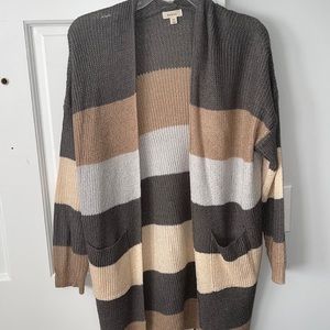 Striped long cardigan